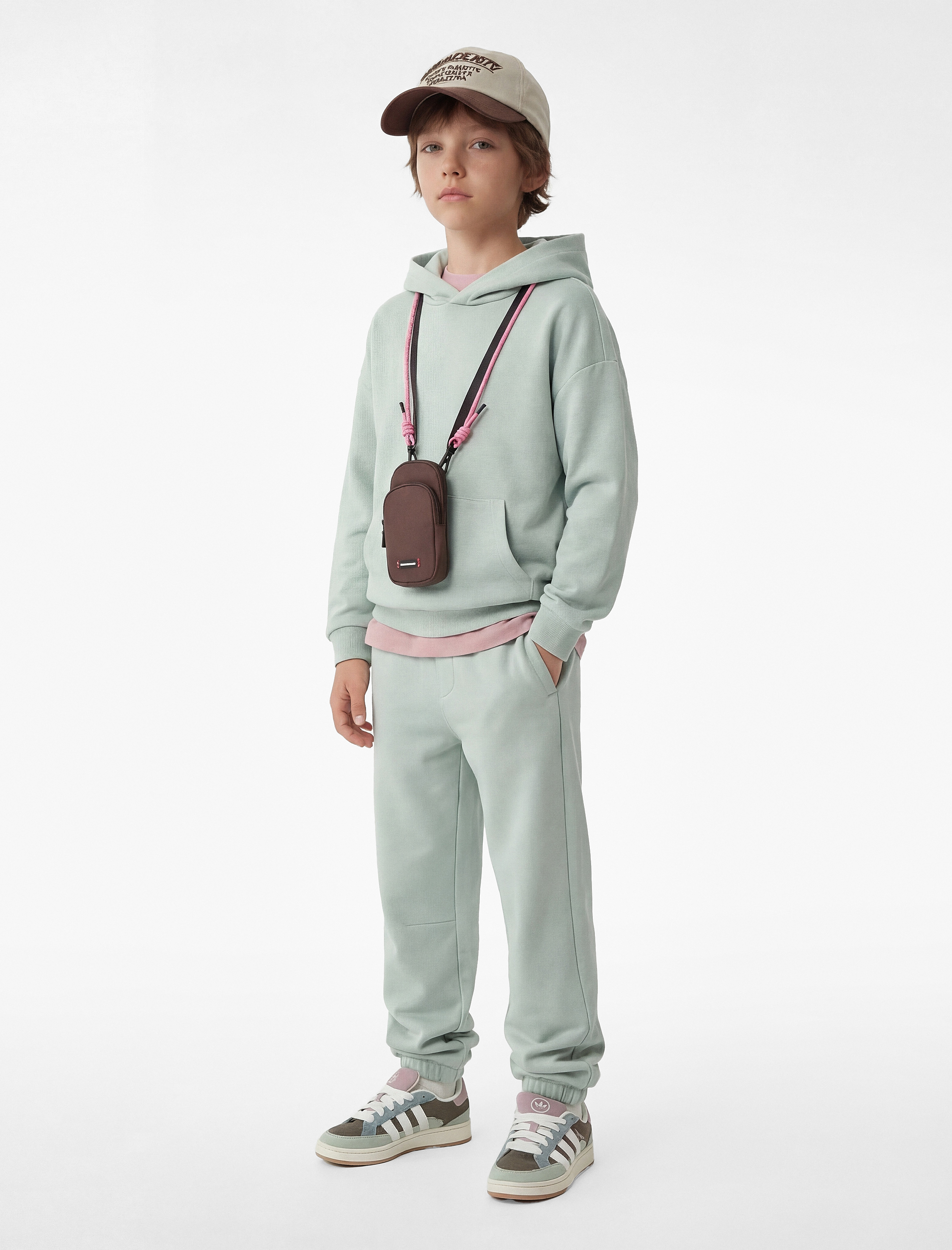  Erkek Çocuk Kanguru Cepli Uzun Kollu Oversize Basic Kapşonlu Sweatshirt