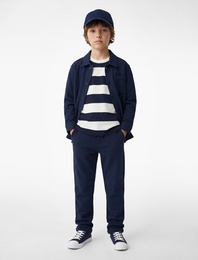 Pike Kumaş Beli Lastikli Bağlamalı Duble Paça Cepli Eşofman Altı