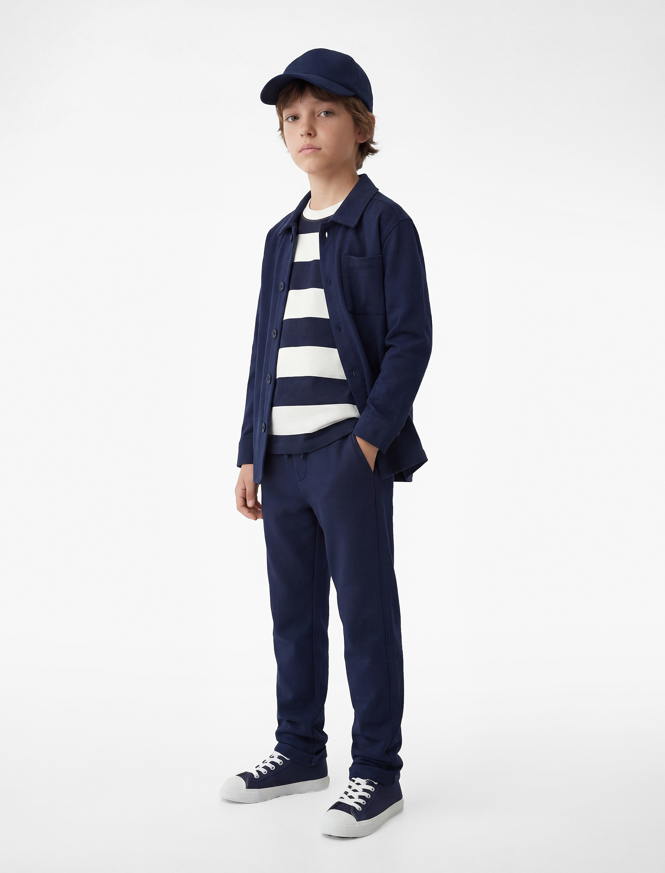  Erkek Çocuk Pike Kumaş Beli Lastikli Bağlamalı Duble Paça Cepli Eşofman Altı