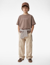 Bisiklet Yaka Kısa Kollu Baskılı Pamuklu Tişört