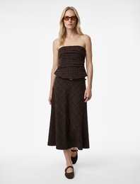 Gipeli Drape Detaylı Straplez Ekose Crop Bluz