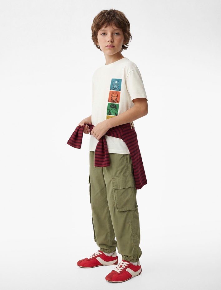 Erkek Çocuk Marvel Baskılı Kısa Kollu Bisiklet Yaka Pamuklu Lisanslı Tişört