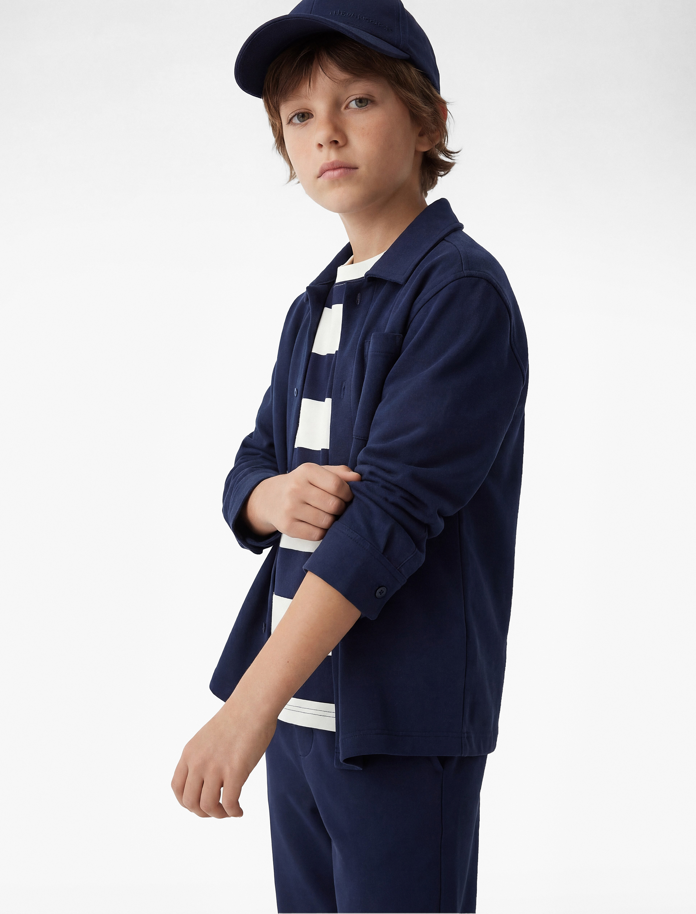  Erkek Çocuk Uzun Kollu Düğmeli Tek Cepli Gömlek Ceket