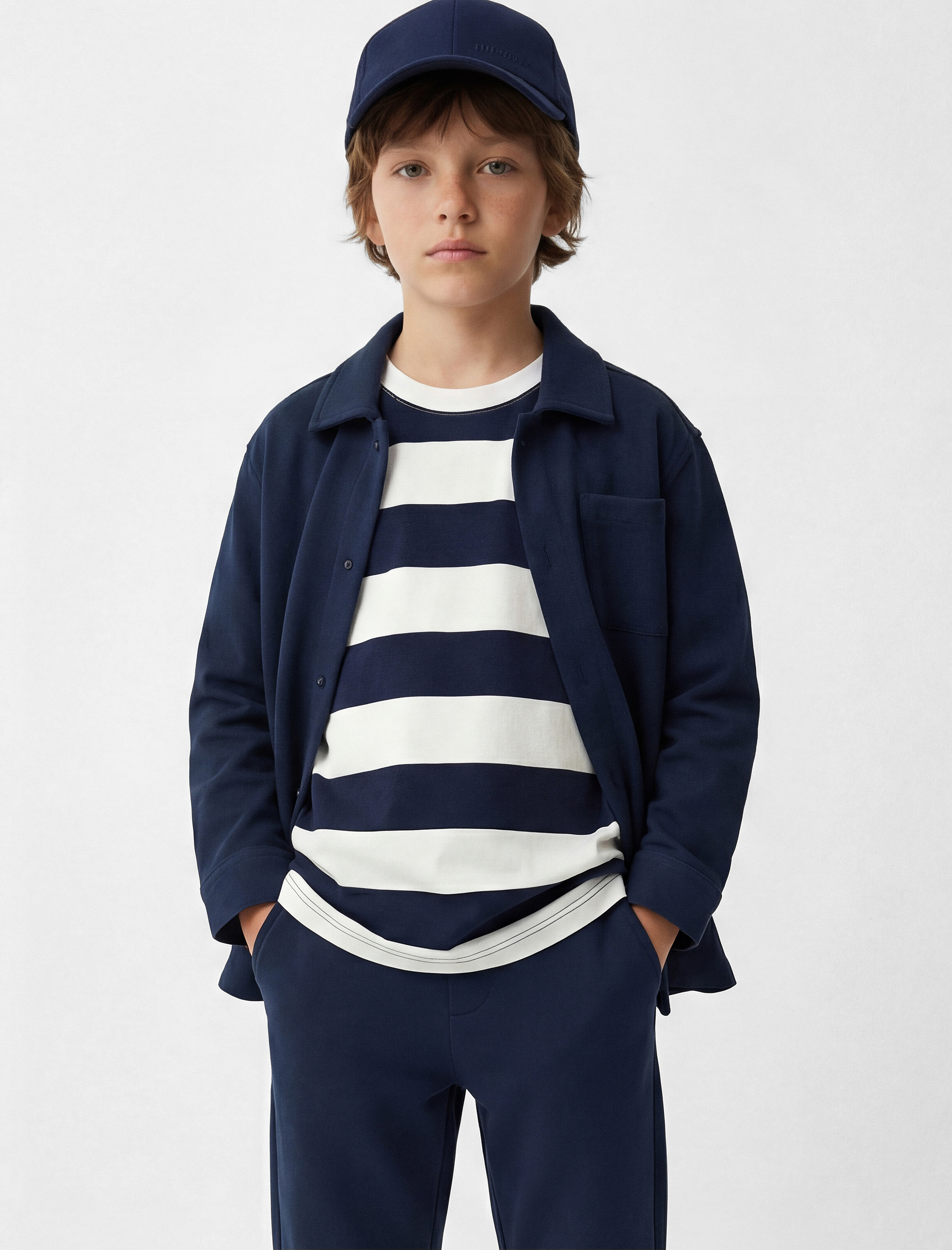  Erkek Çocuk Uzun Kollu Düğmeli Tek Cepli Gömlek Ceket