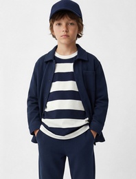 Uzun Kollu Düğmeli Tek Cepli Gömlek Ceket