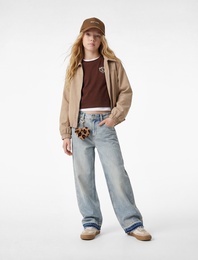 Geniş Paça Pamuklu Loose Fit Denim Pantolon