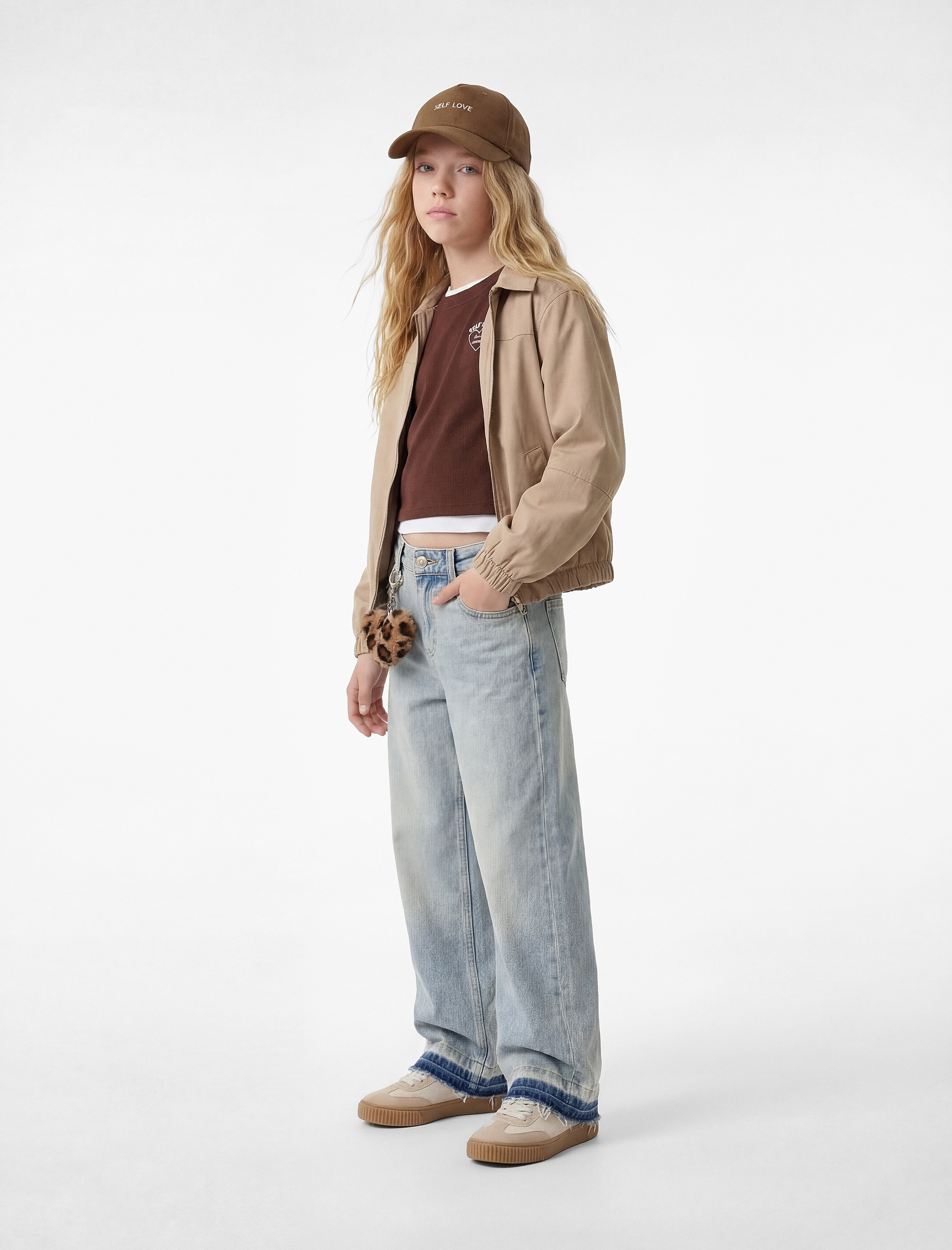  Kız Çocuk Geniş Paça Pamuklu Loose Fit Denim Pantolon