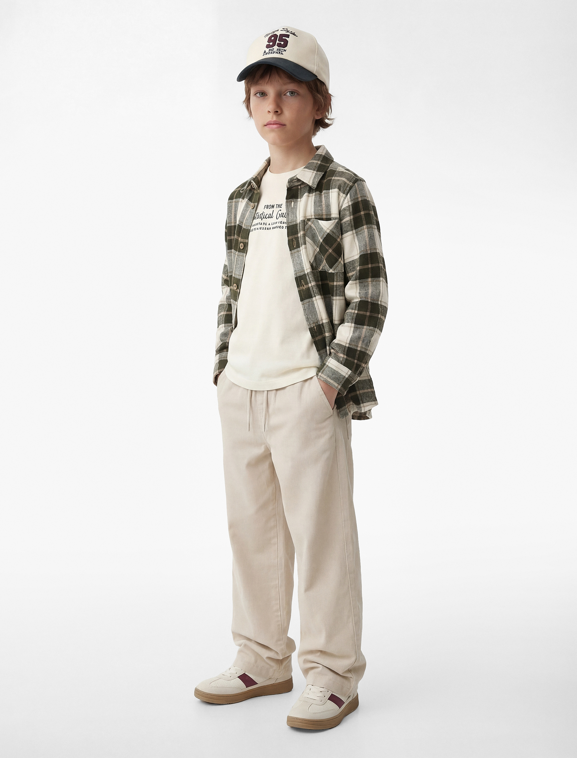  Erkek Çocuk Uzun Kollu Cep Detaylı Ekoseli Oduncu Gömlek