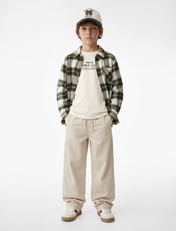 Uzun Kollu Cep Detaylı Ekoseli Oduncu Gömlek