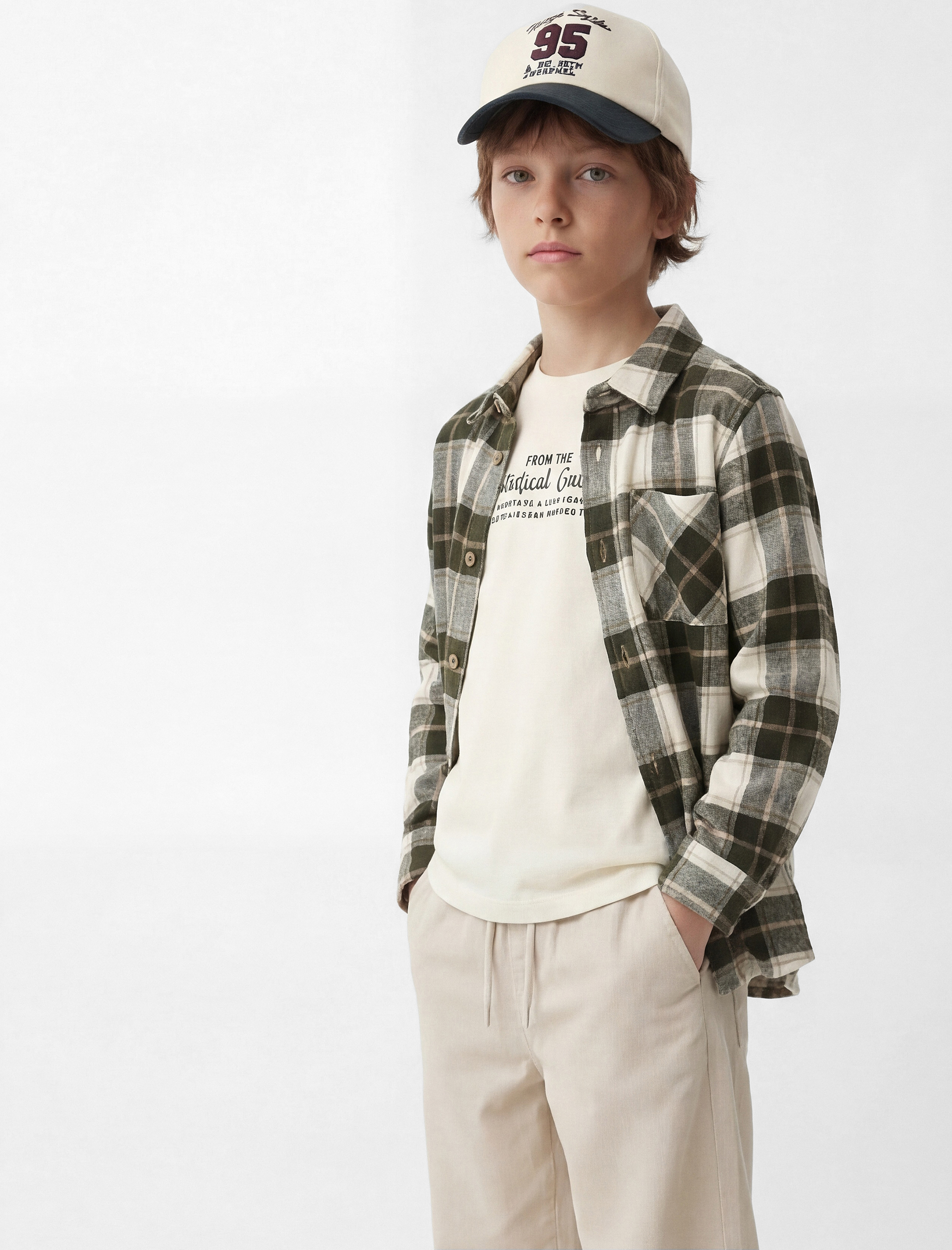  Erkek Çocuk Uzun Kollu Cep Detaylı Ekoseli Oduncu Gömlek