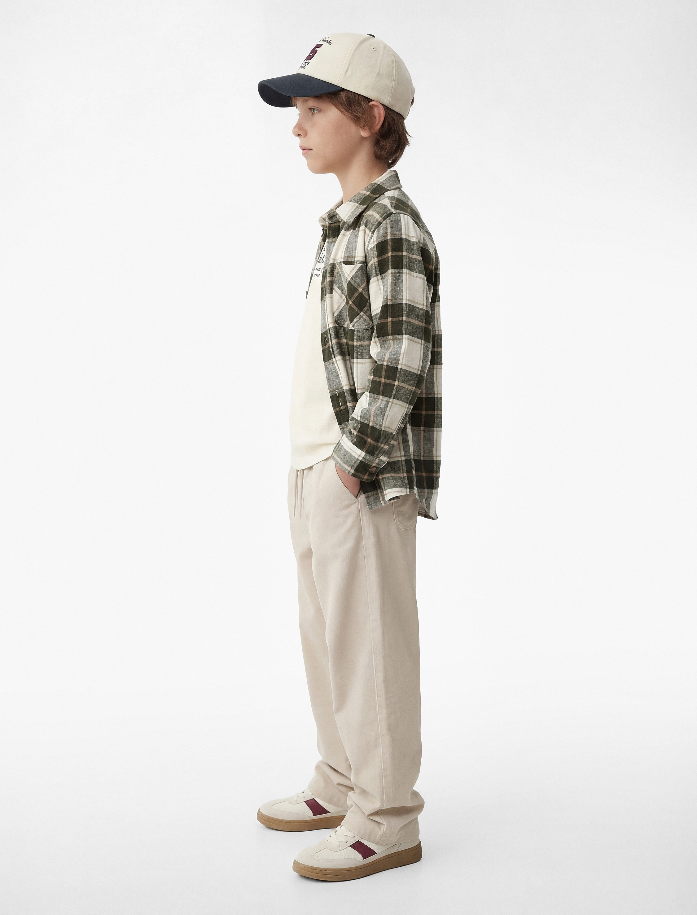  Erkek Çocuk Uzun Kollu Cep Detaylı Ekoseli Oduncu Gömlek