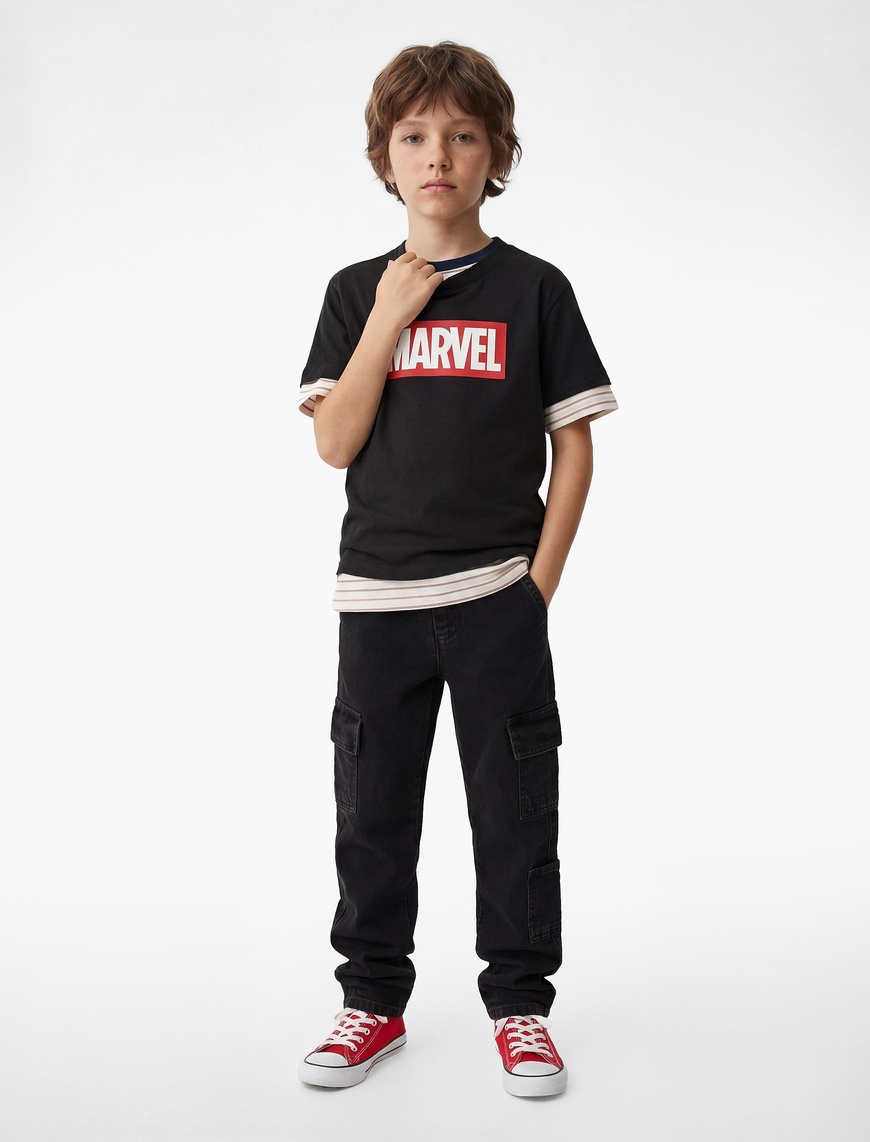 Koton Marvel Baskılı Kısa Kollu Bisiklet Yaka Pamuklu Lisanslı T-Shirt