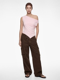 Slim Fit Kolsuz Asimetrik Bluz