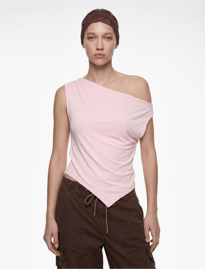  Slim Fit Kolsuz Asimetrik Bluz