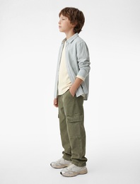 Pamuklu Uzun Kollu Klasik Yaka Nakış Detaylı Çizgili Gömlek