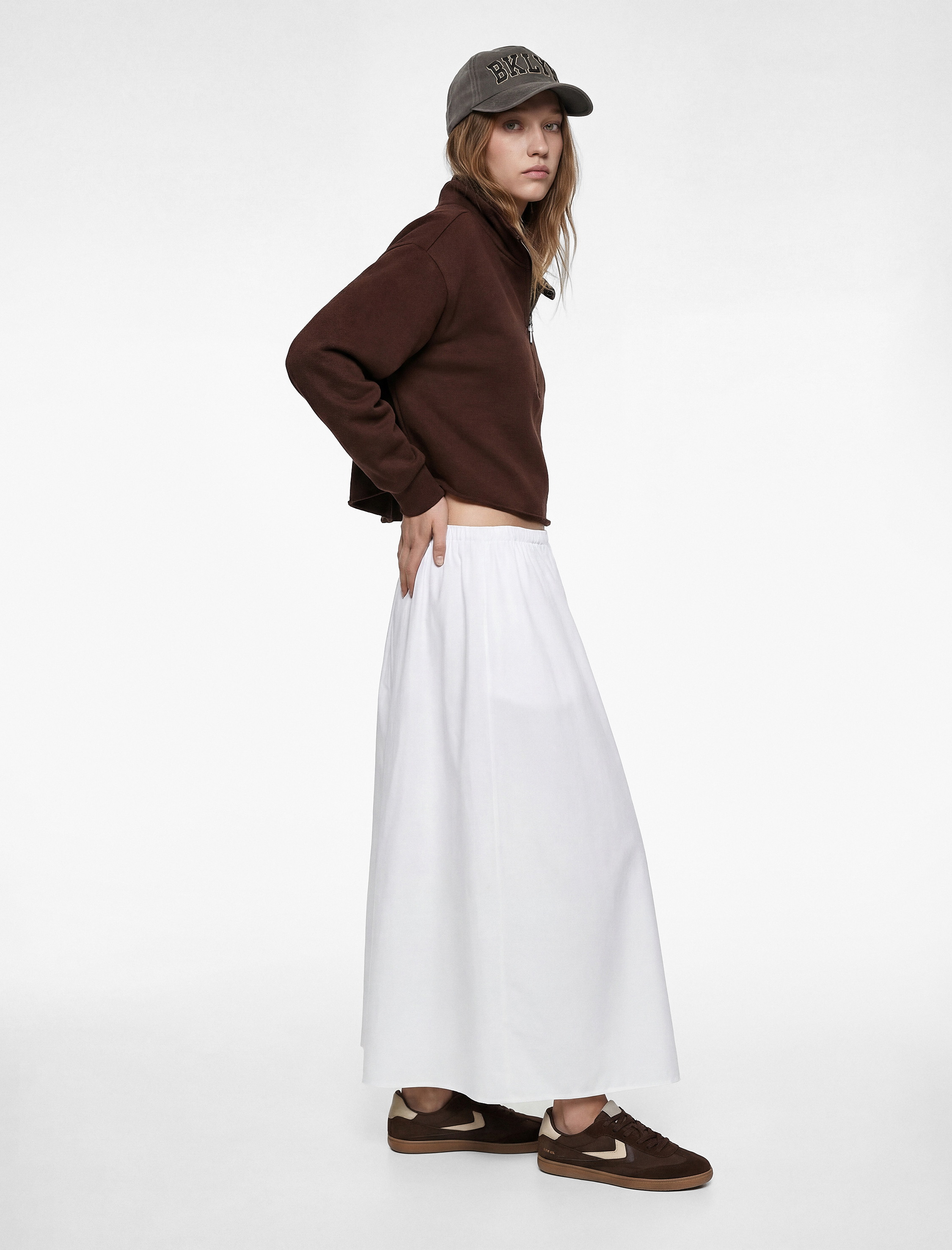   Modal Karışımlı Atlet Detaylı Yarım Fermuarlı Uzun Kollu Sweatshirt