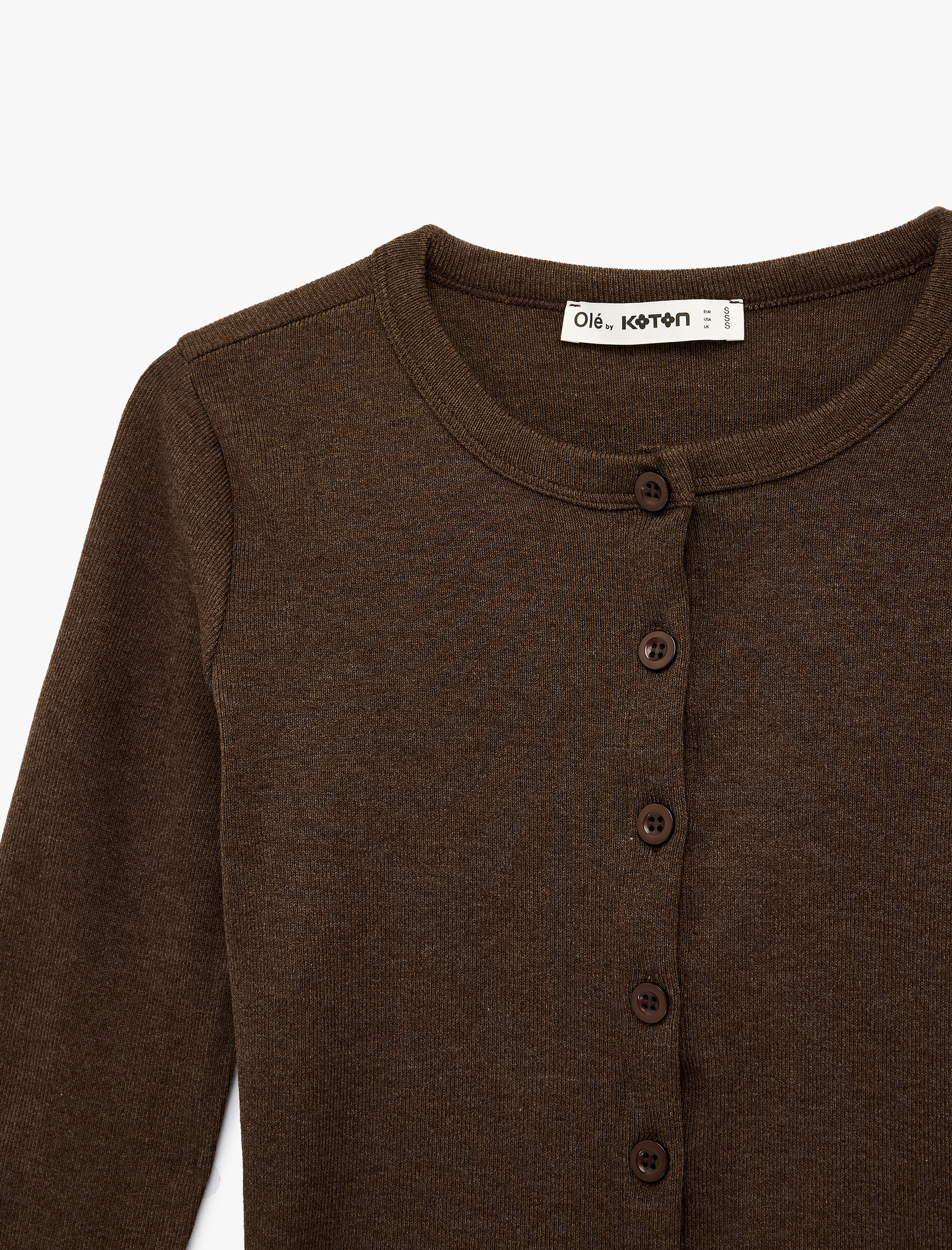   Düğmeli Uzun Kollu Bisiklet Yaka Slim Fit Hırka