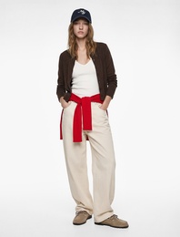 Düğmeli Uzun Kollu Bisiklet Yaka Slim Fit Hırka