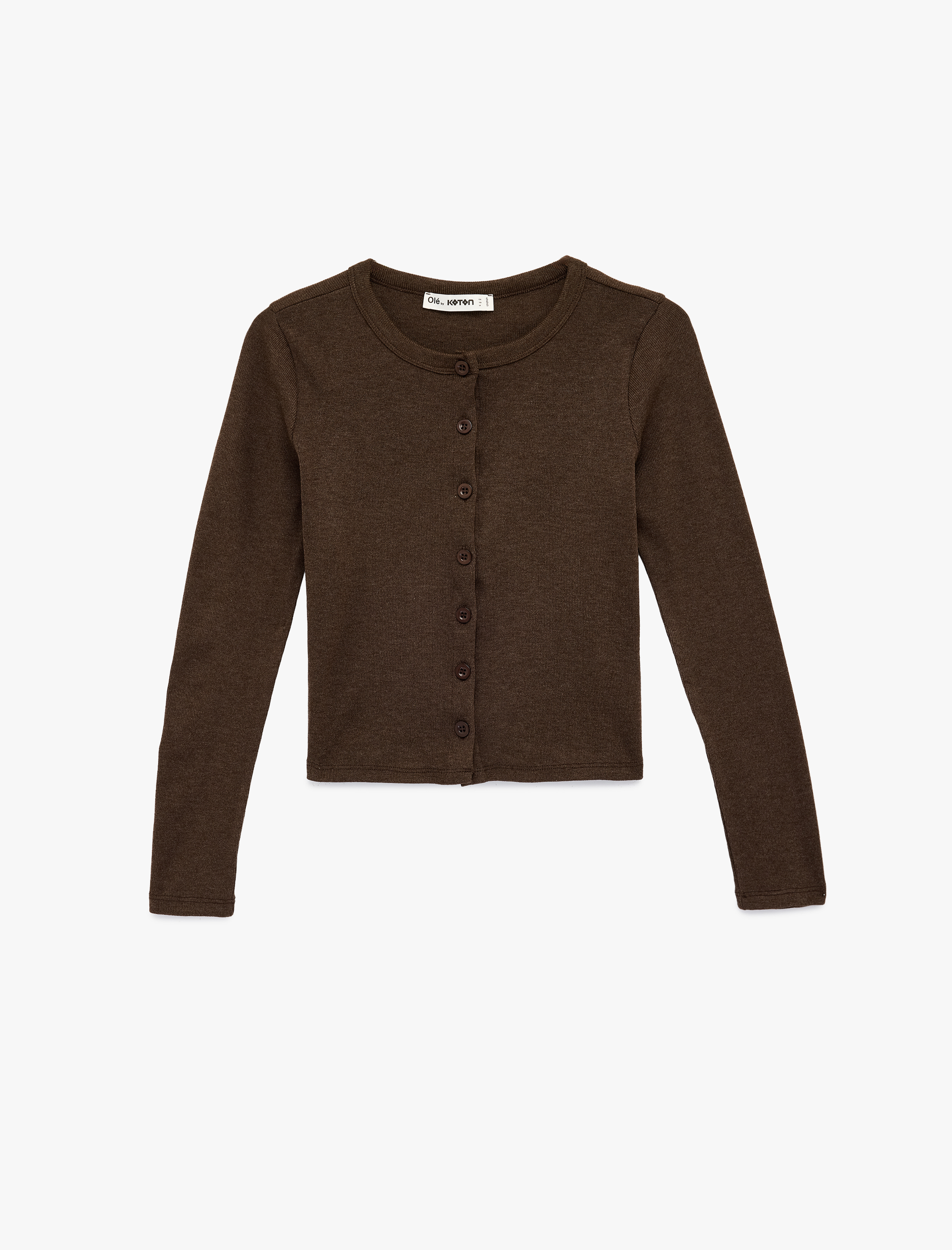   Düğmeli Uzun Kollu Bisiklet Yaka Slim Fit Hırka