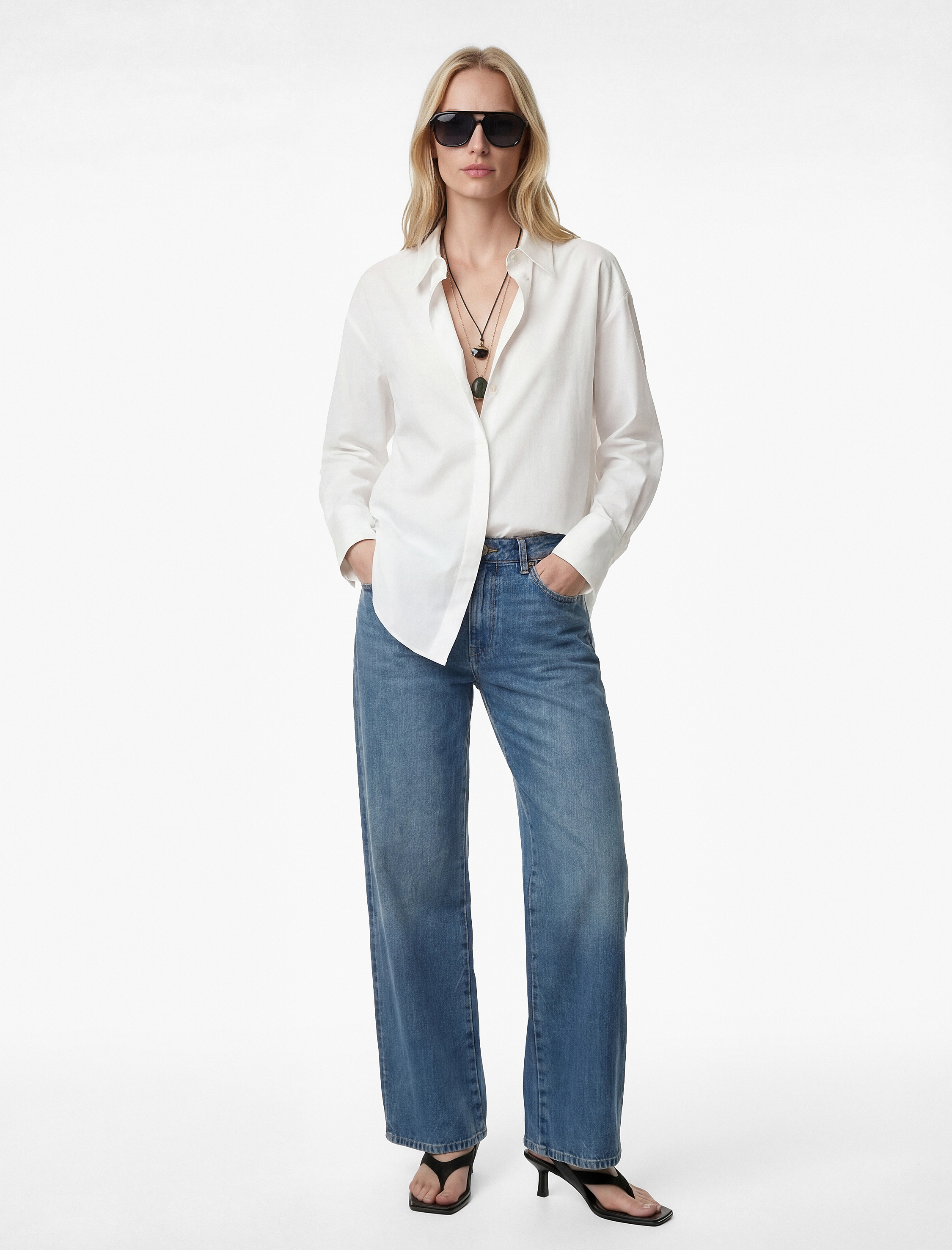   Rahat Kalıp Uzun Kollu Kol Düğmesi Detaylı Poplin Gömlek