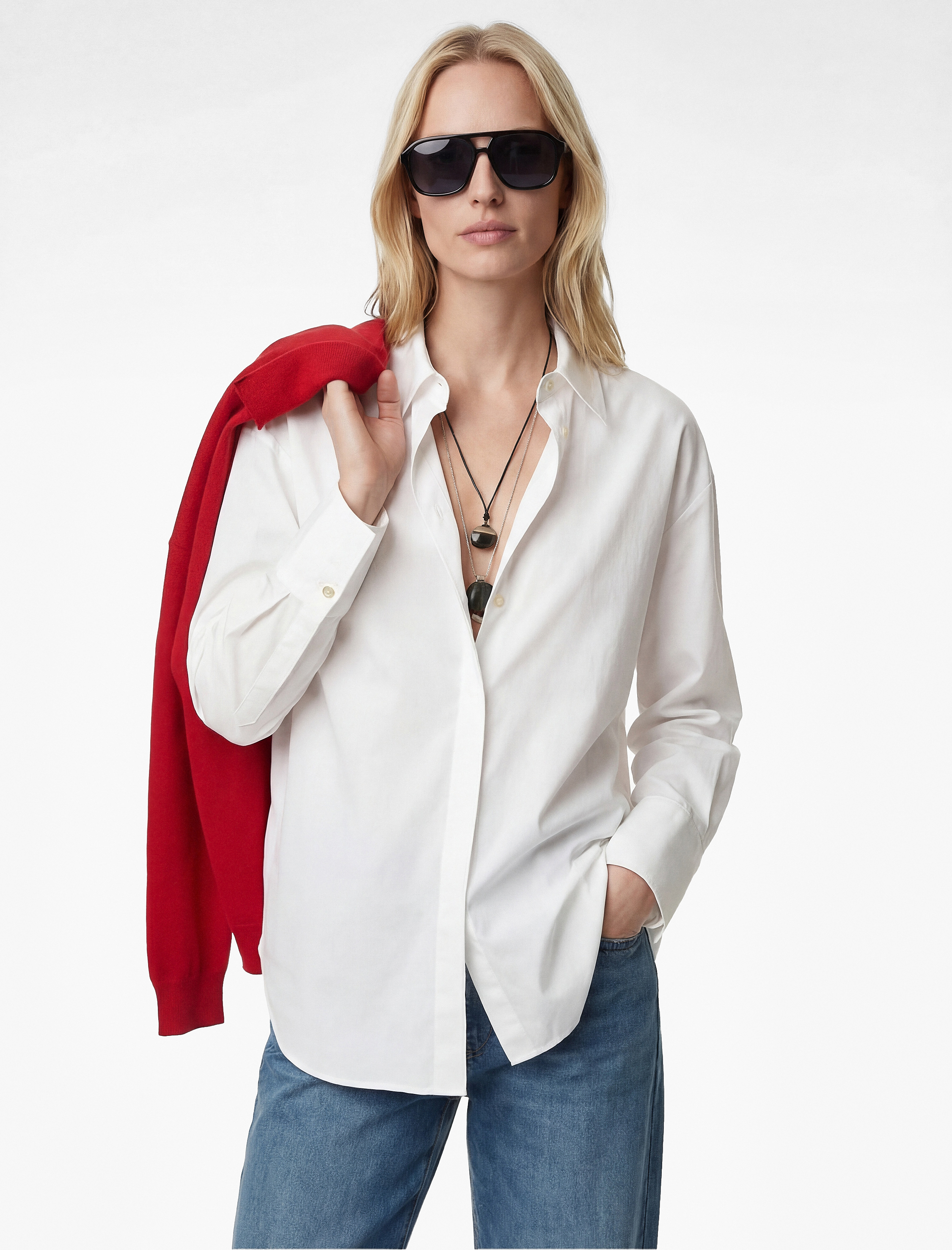   Rahat Kalıp Uzun Kollu Kol Düğmesi Detaylı Poplin Gömlek