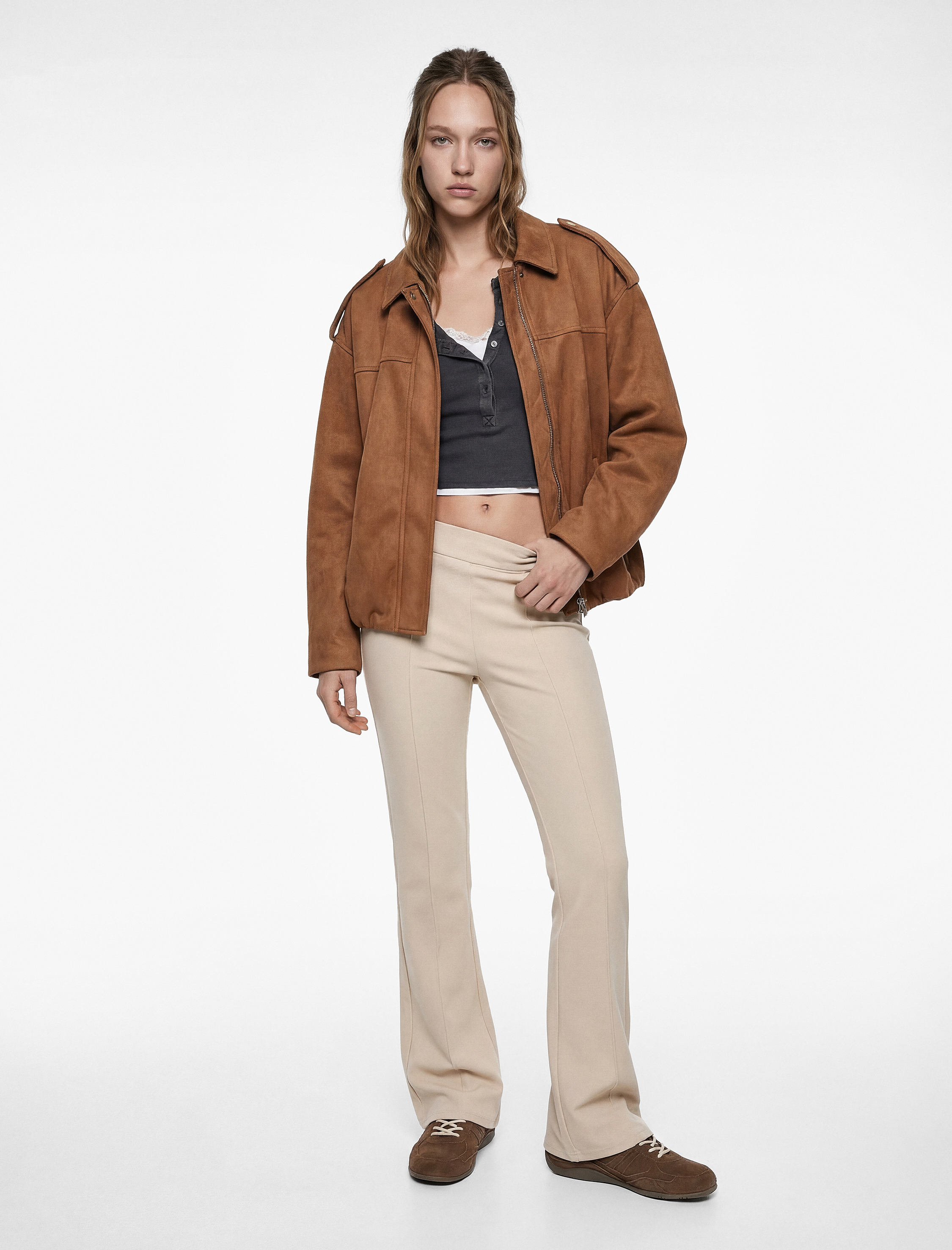   Nervürlü Modal Karışımlı İspanyol Paça Eşofman Altı