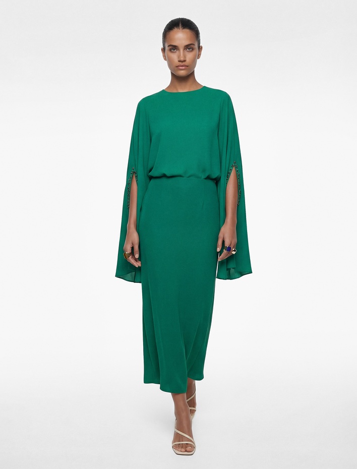  Balık Kesim Saten Uzun Etek