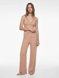 V Yaka Dantel Detaylı Viskon Askılı Pijama Üstü