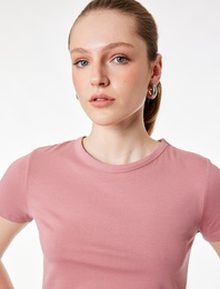 Pamuklu Slim Fit Kısa Kollu Bisiklet Yaka Basic Tişört