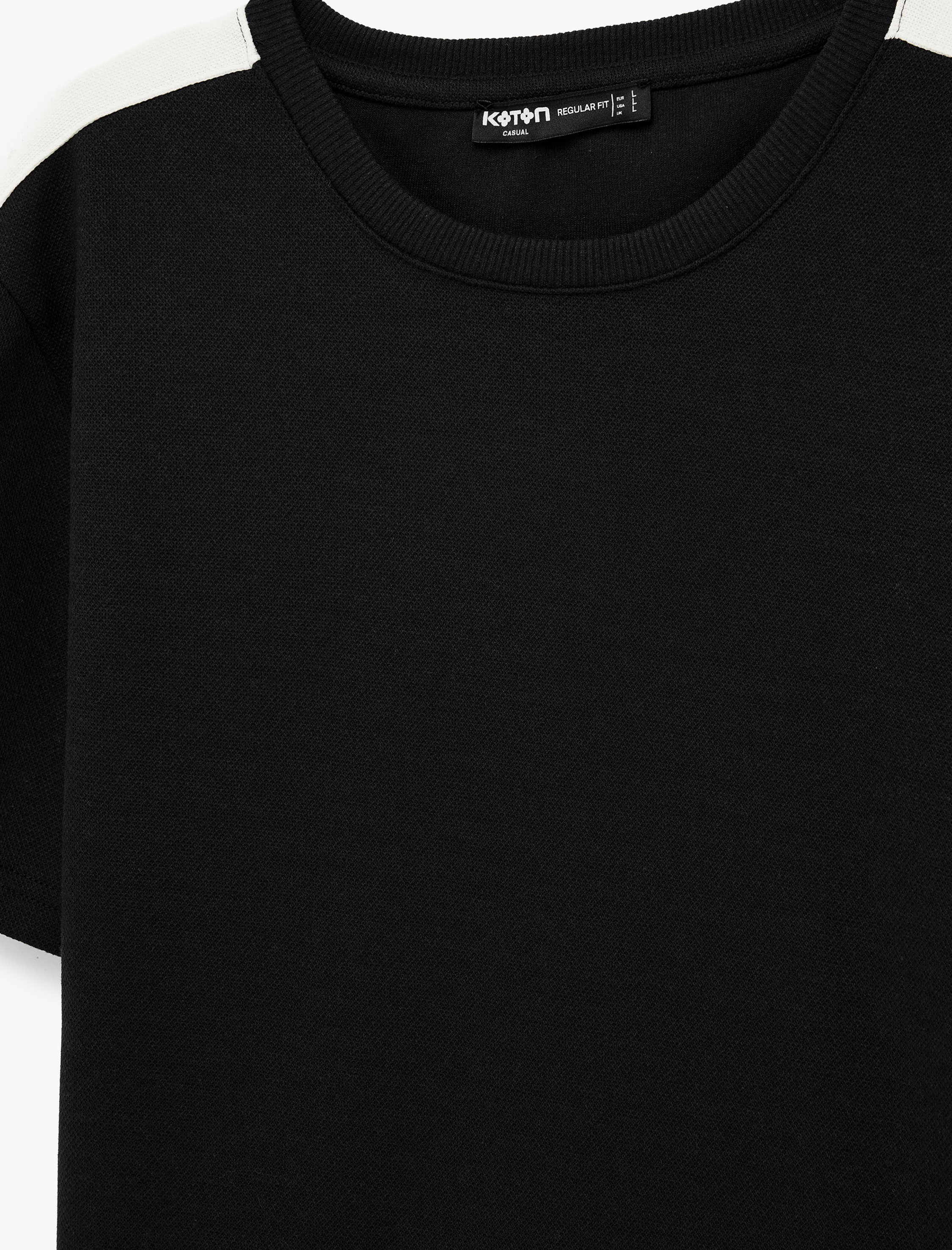   Regular Fit Renk Bloklu Tok Kumaş Bisiklet Yaka Kısa Kollu Tişört