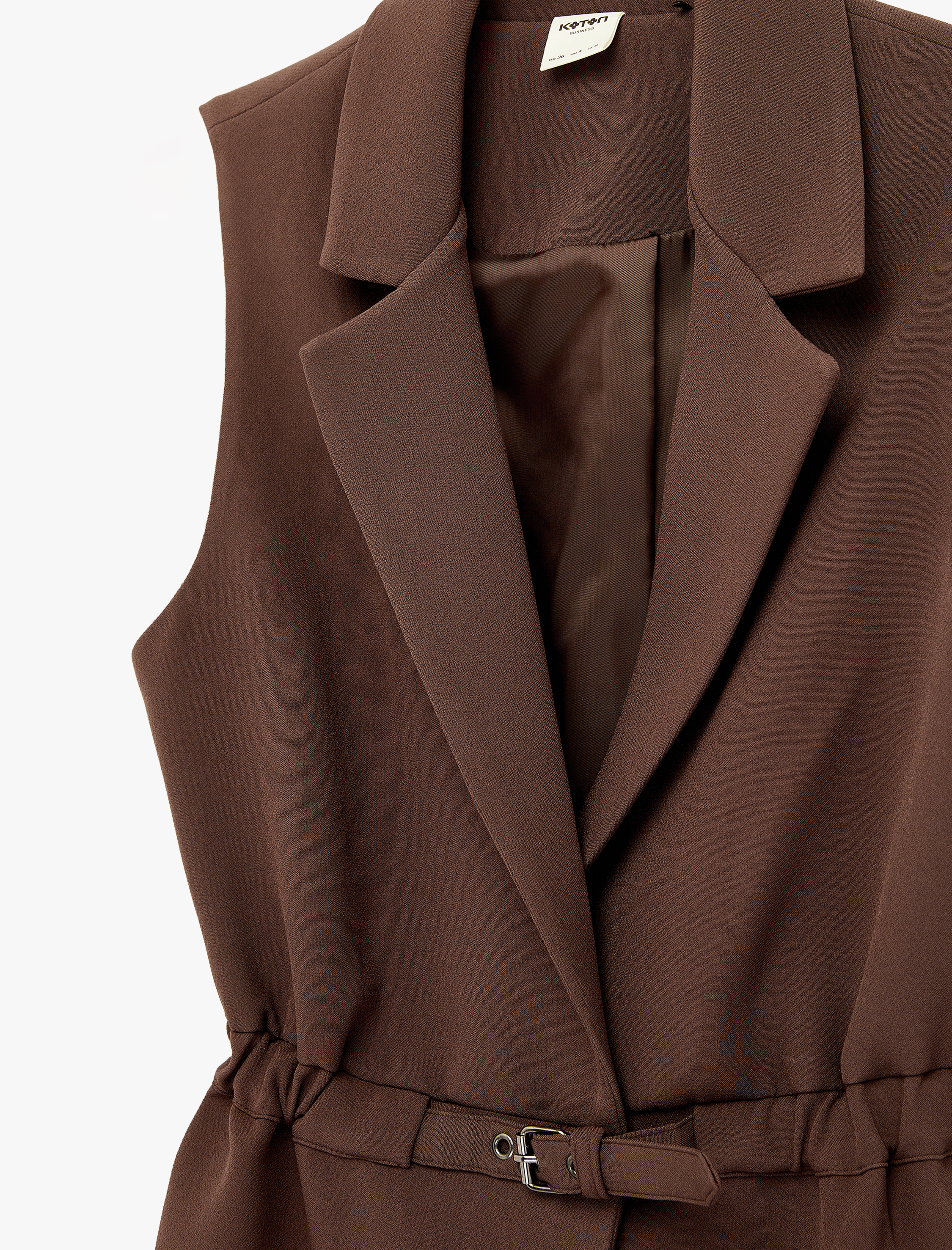   Regular Fit Kolsuz Kemerli Kruvaze Yaka Yelek