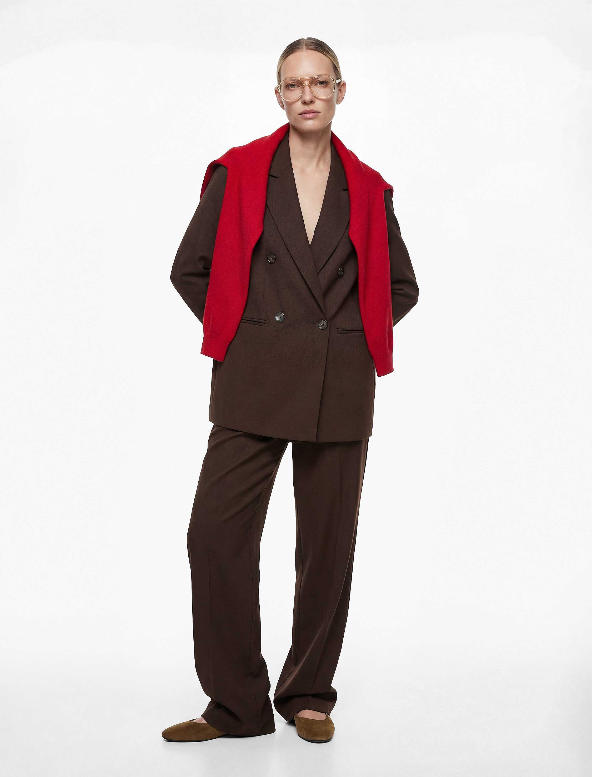 Cepli Düğmeli Uzun Kollu Kruvaze Blazer Ceket