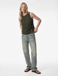 Drape Detaylı Bisiklet Yaka Kolsuz Bluz