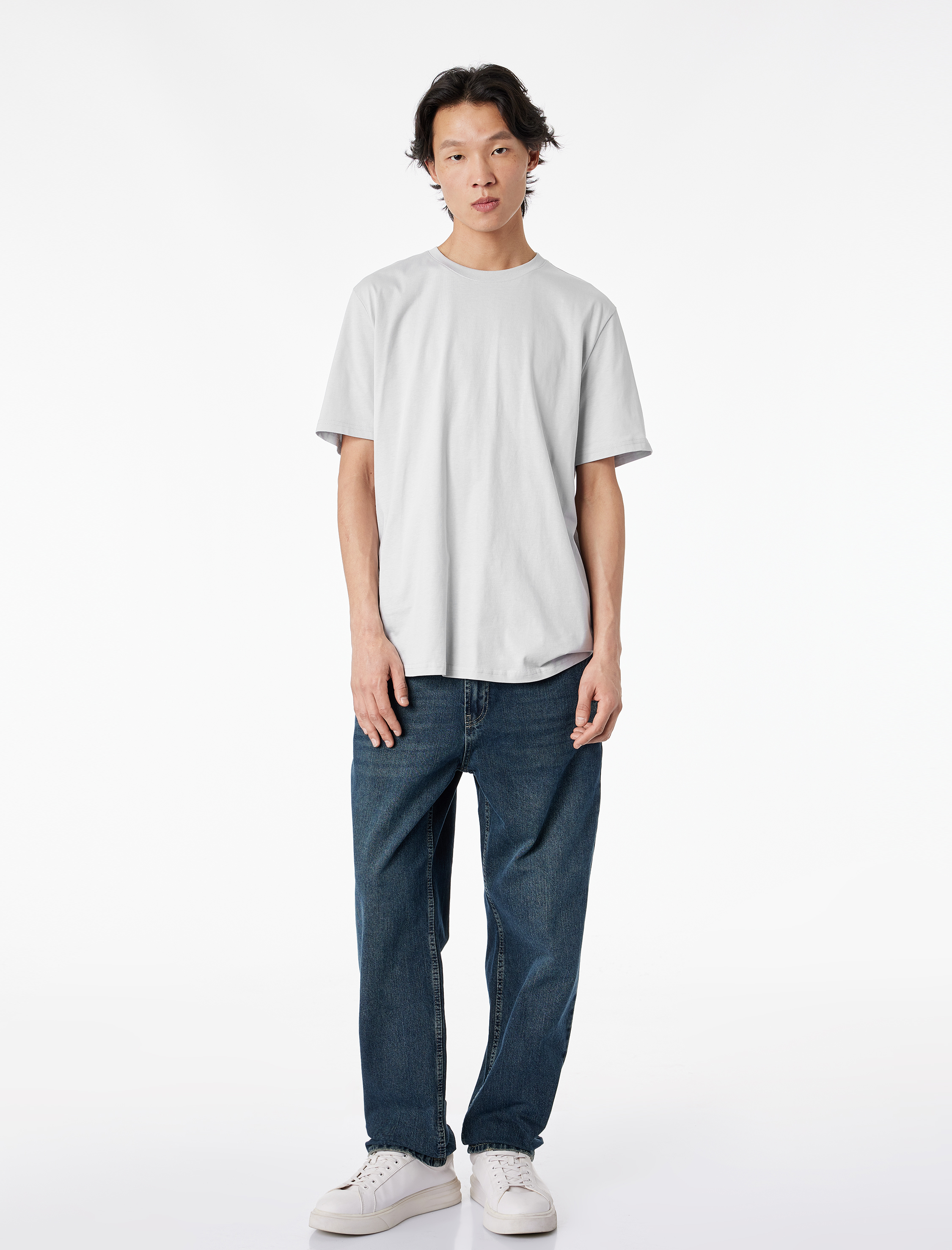   Regular Fit Kısa Kollu Bisiklet Yaka Pamuklu Basic Tişört