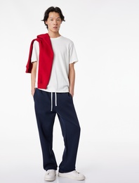 Renk Bloklu Cepli Şardonlu Beli Bağcıklı Eşofman Altı