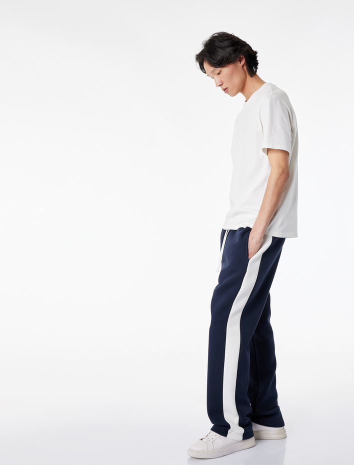  Renk Bloklu Cepli Şardonlu Beli Bağcıklı Eşofman Altı