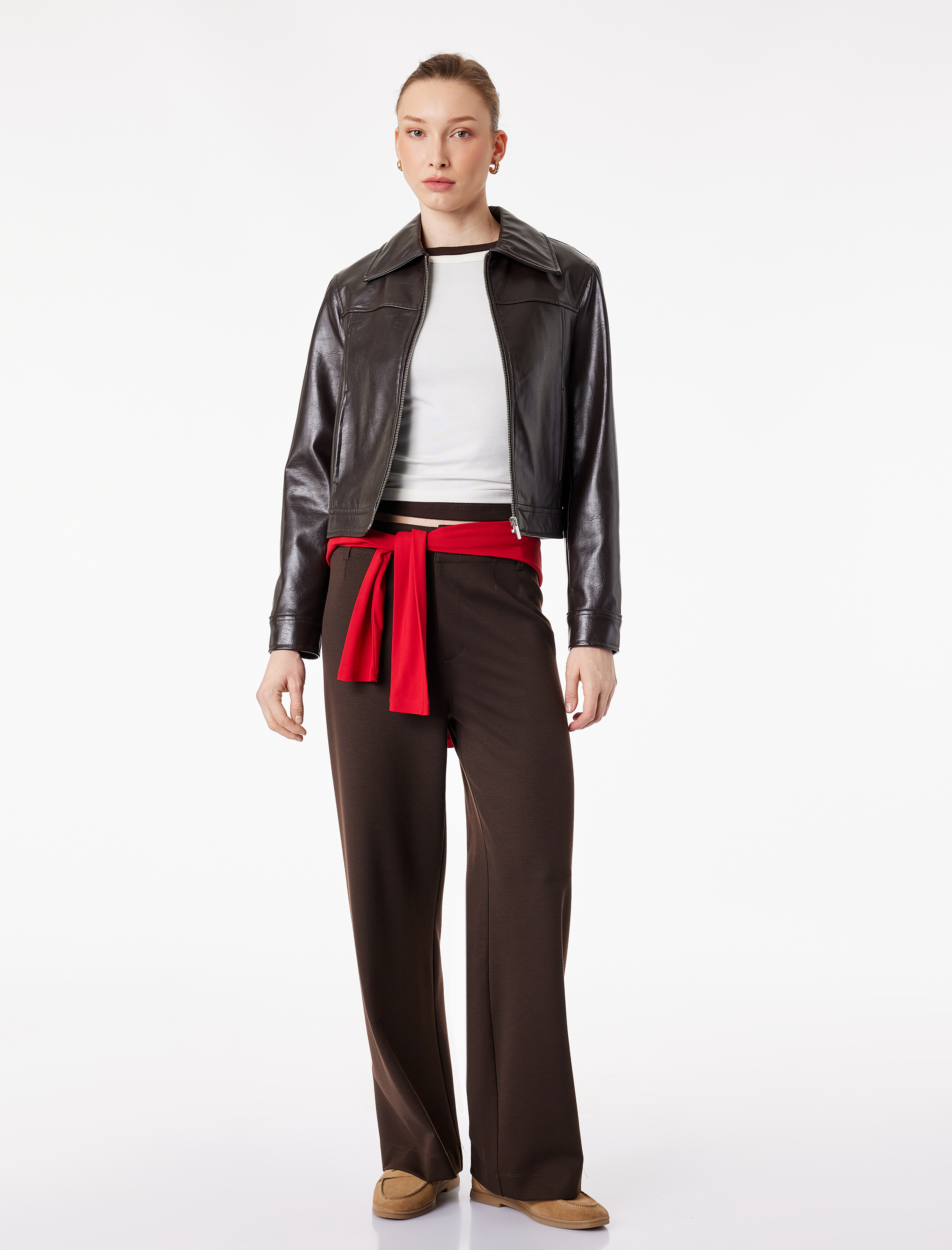   Düz Bol Paça Kumaş Pantolon