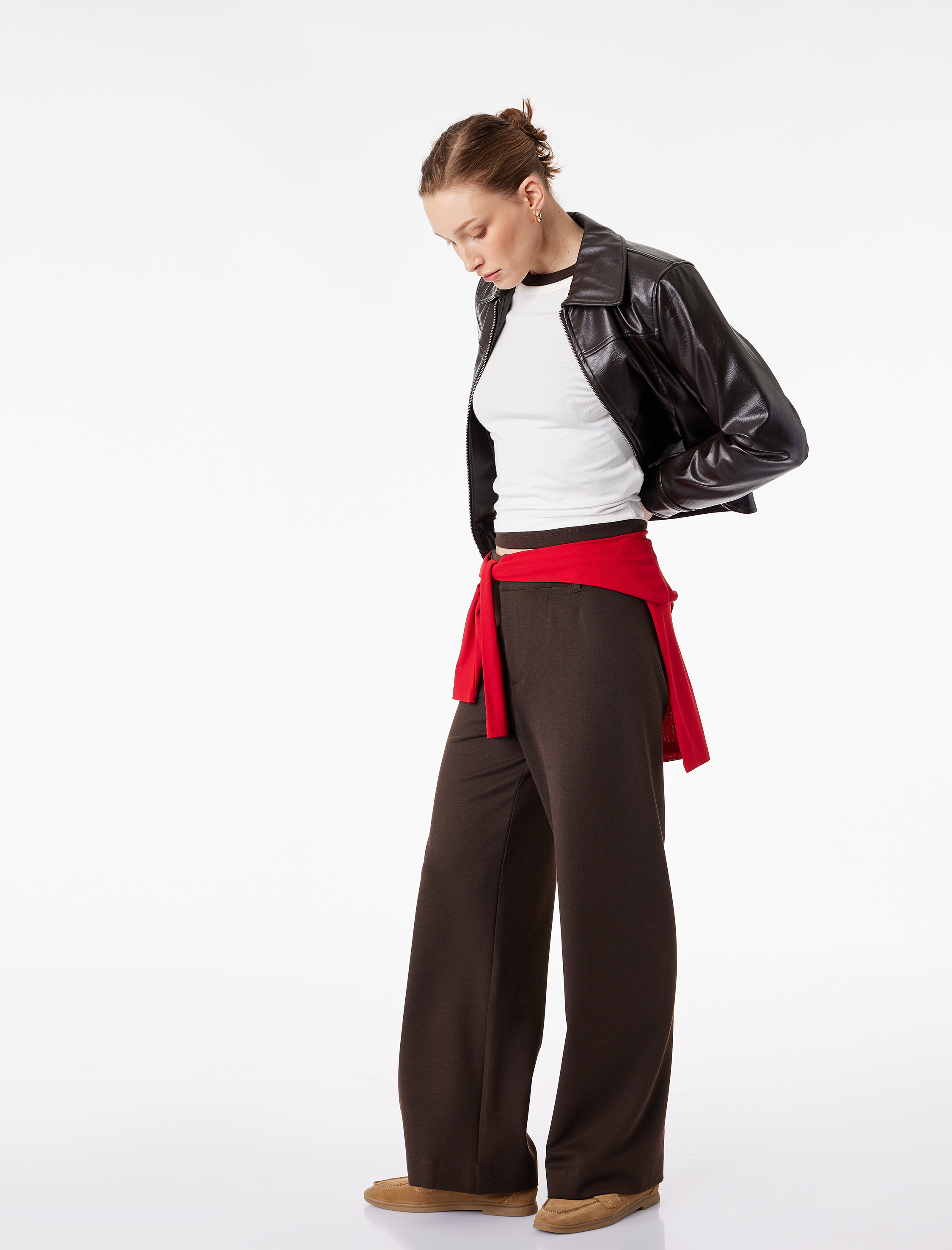   Düz Bol Paça Kumaş Pantolon