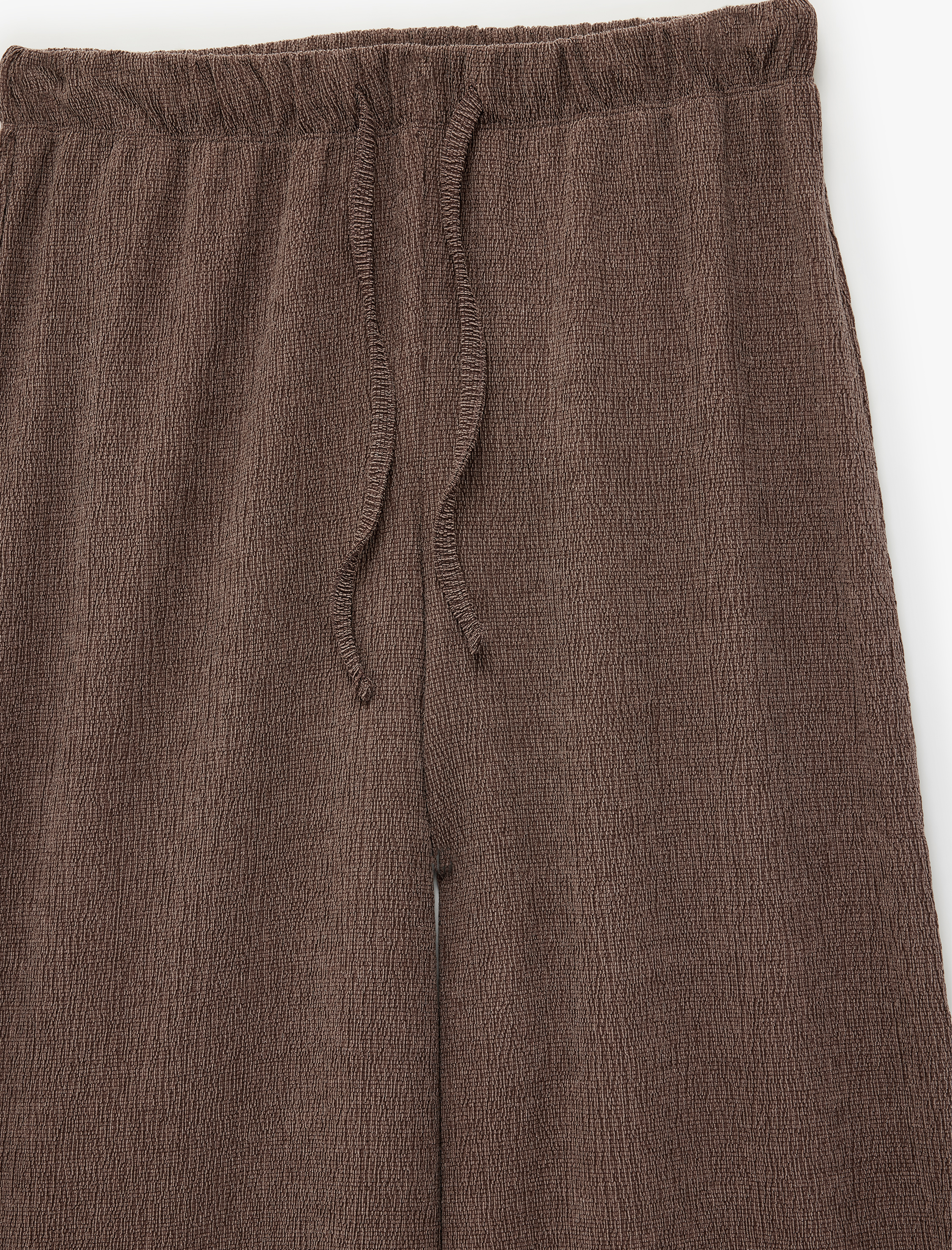   Bürümcük Kumaş Beli Bağcıklı Geniş Paça Pantolon
