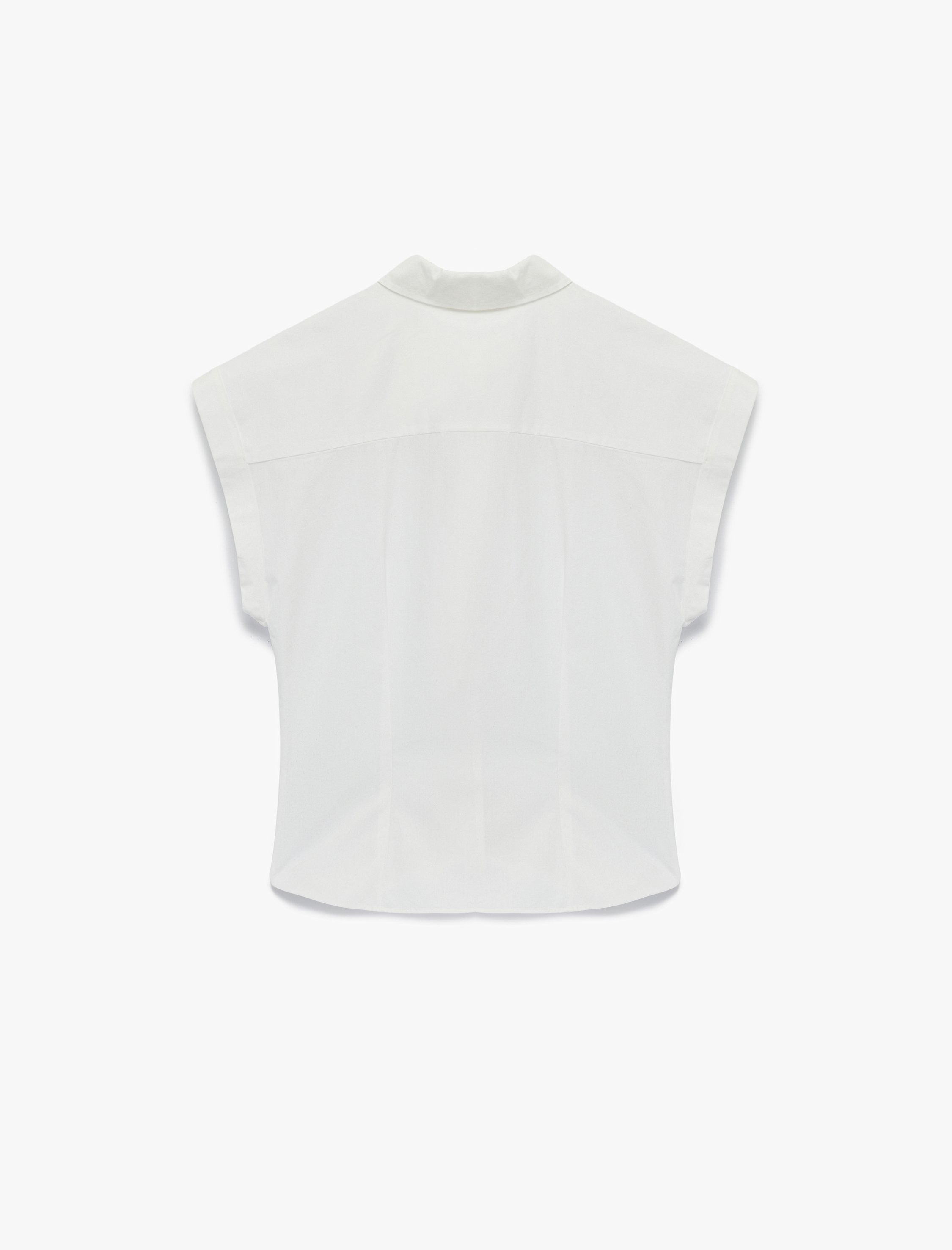   Pamuklu Slim Fit Kap Kol Önden Bağlama Detaylı Poplin Gömlek