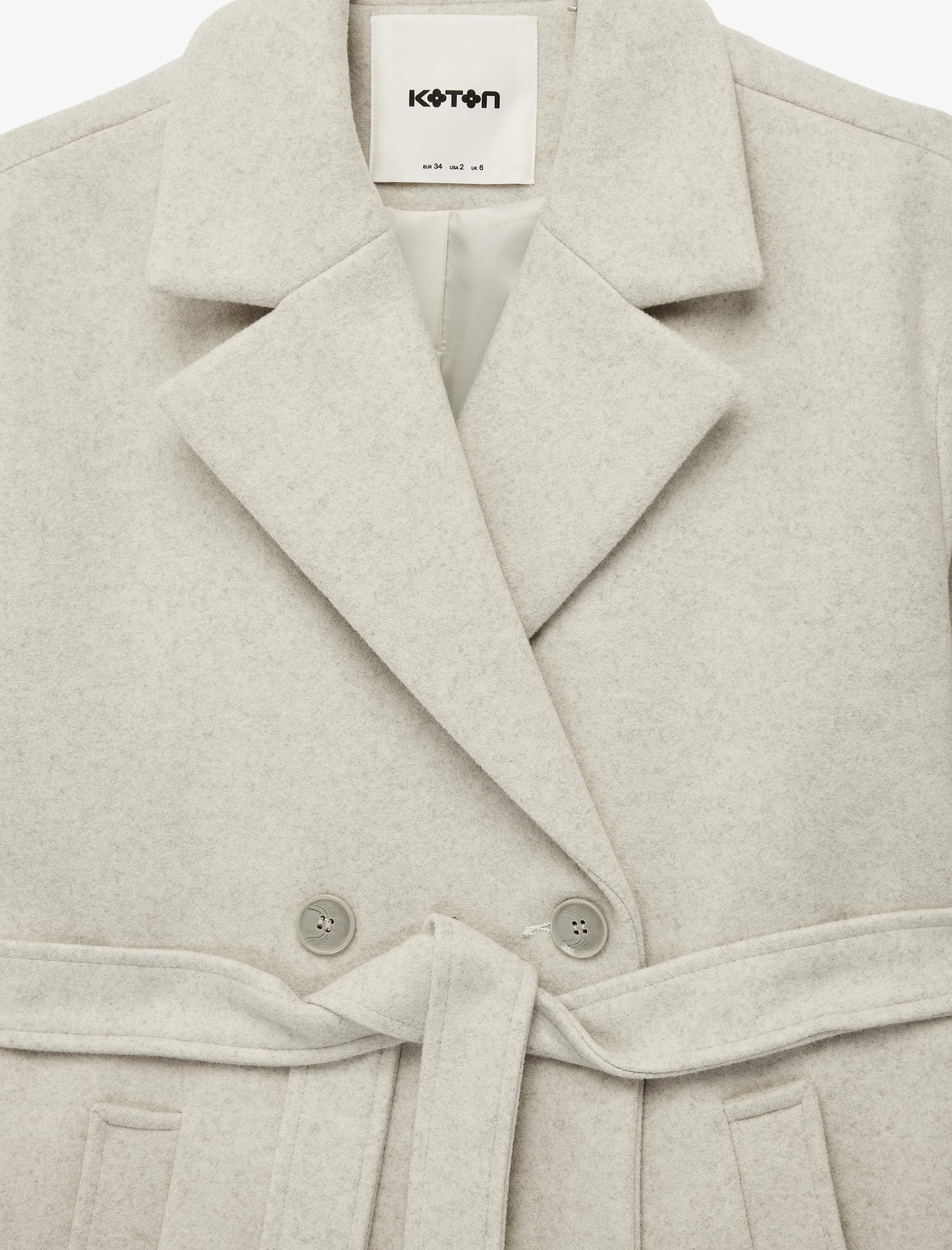   Uzun Kollu Cepli Kruvaze Kaşe Trenç Kaban