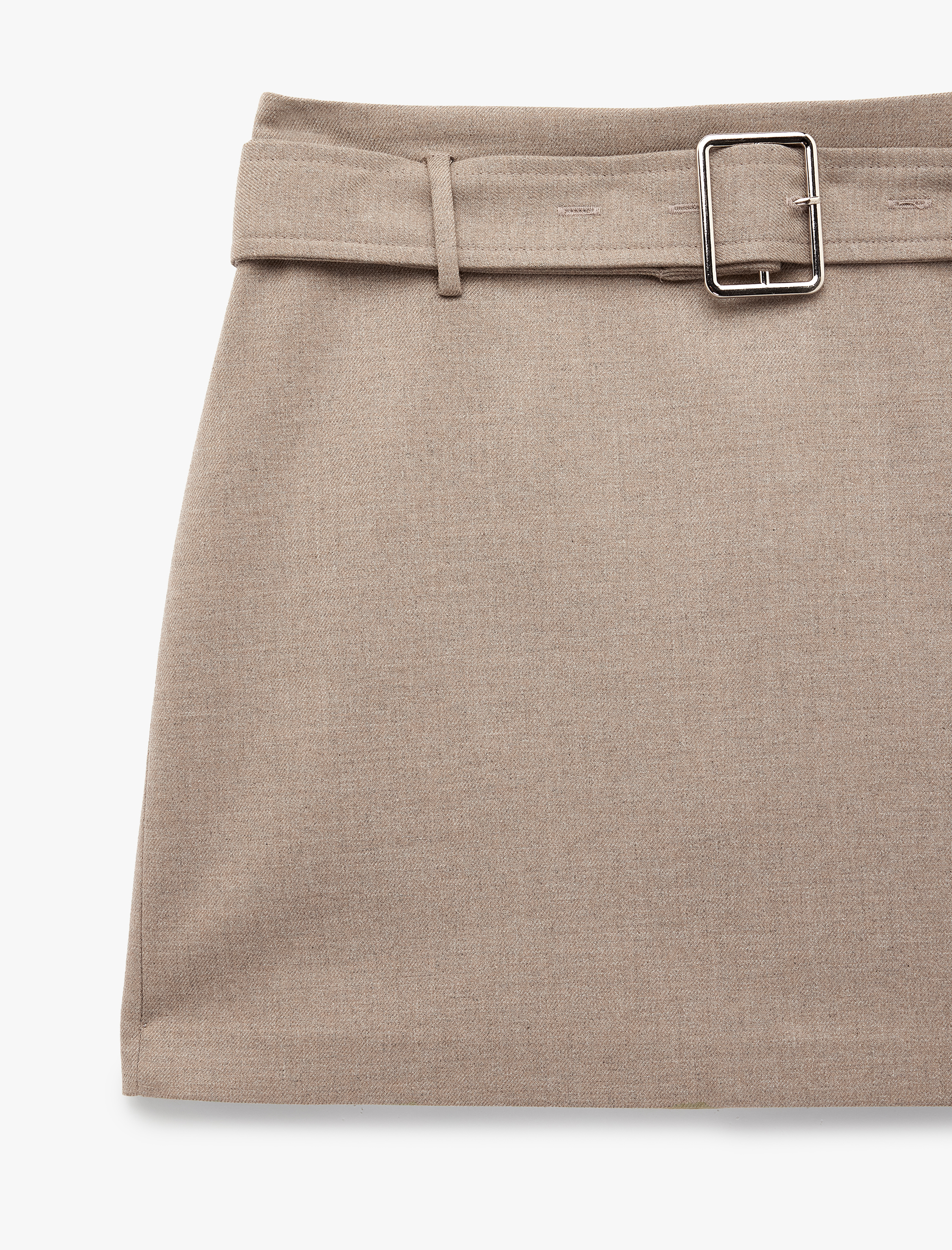   Regular Fit Kemerli A Kesim Mini Etek