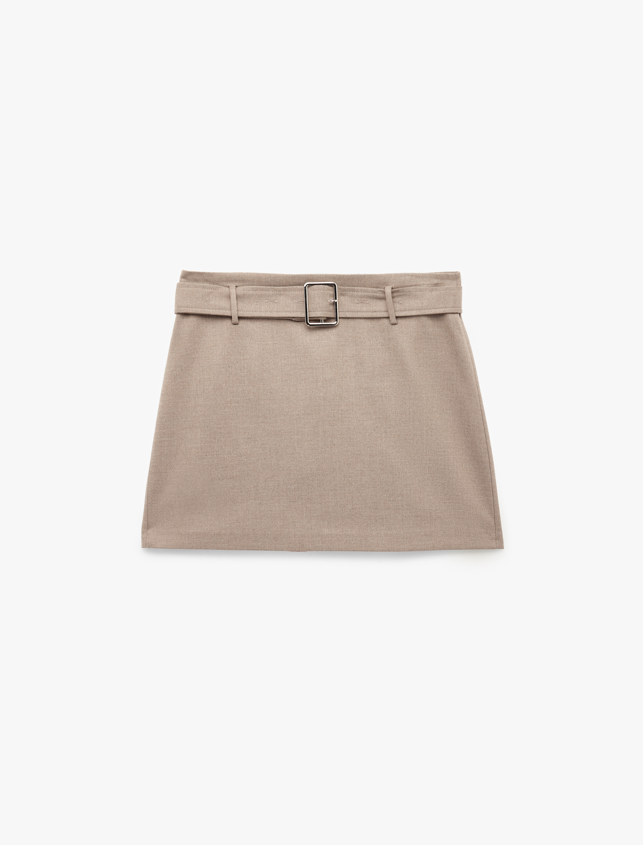   Regular Fit Kemerli A Kesim Mini Etek