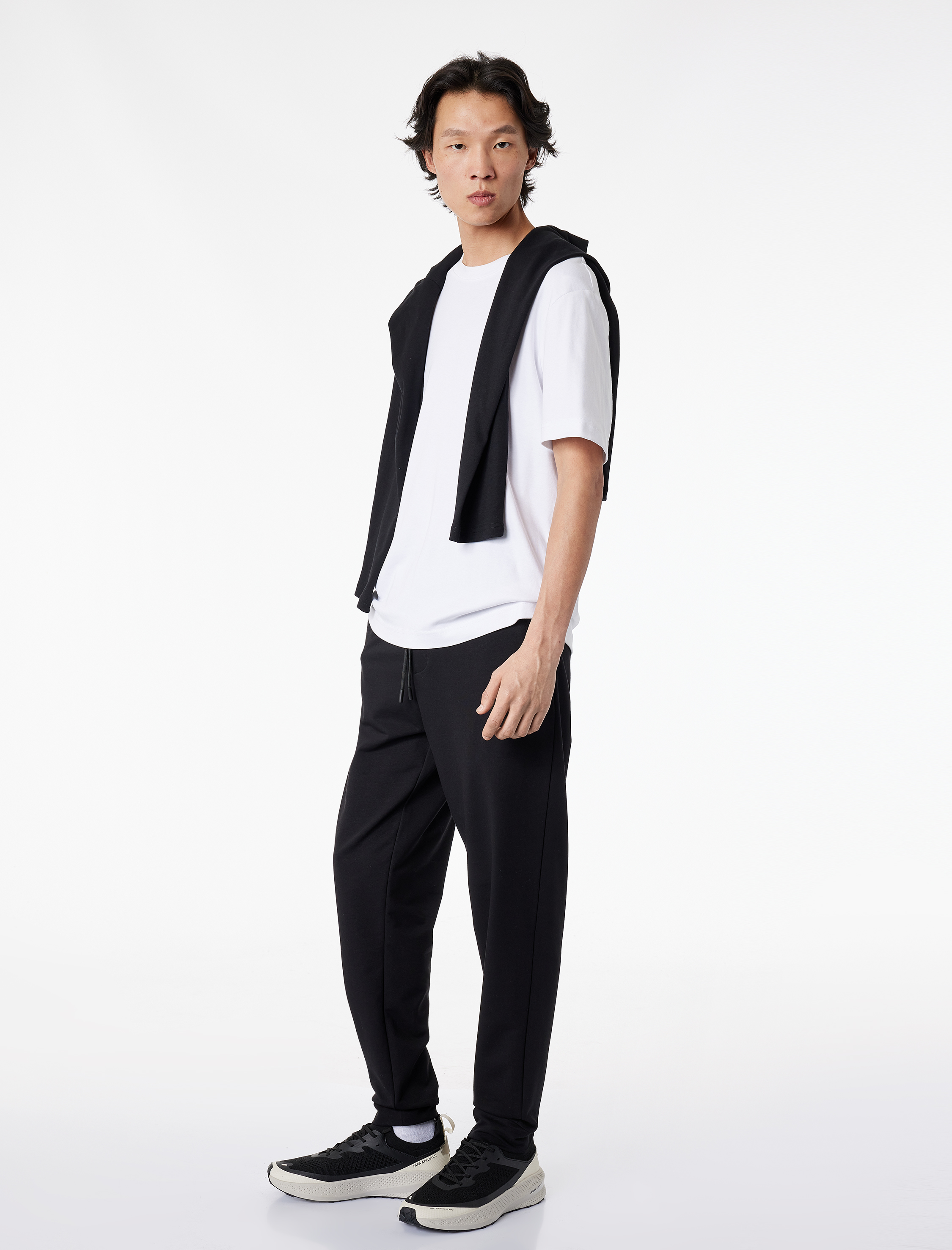   Pamuklu Fermuarlı Cepli Lastikli Paça Beli Bağcıklı Jogger Spor Eşofman Altı