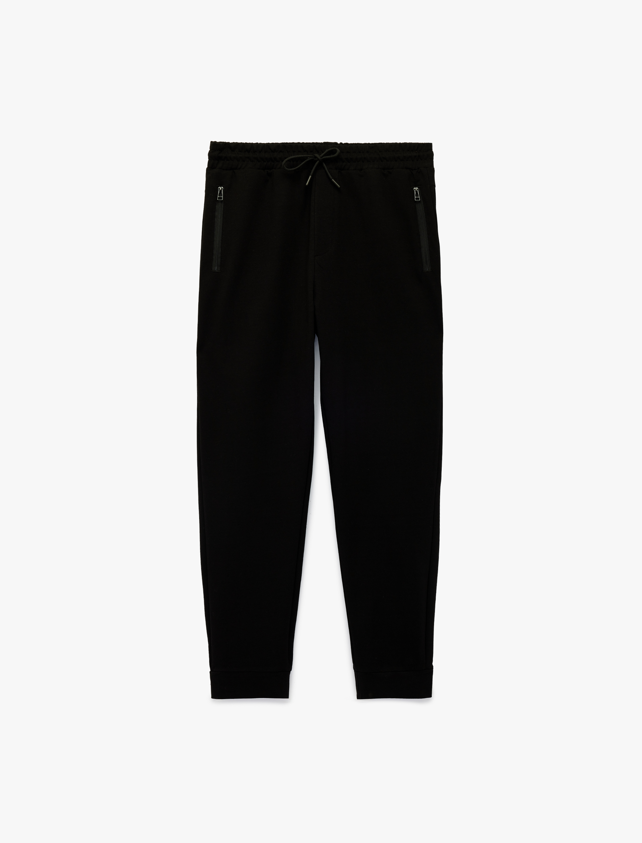   Pamuklu Fermuarlı Cepli Lastikli Paça Beli Bağcıklı Jogger Spor Eşofman Altı