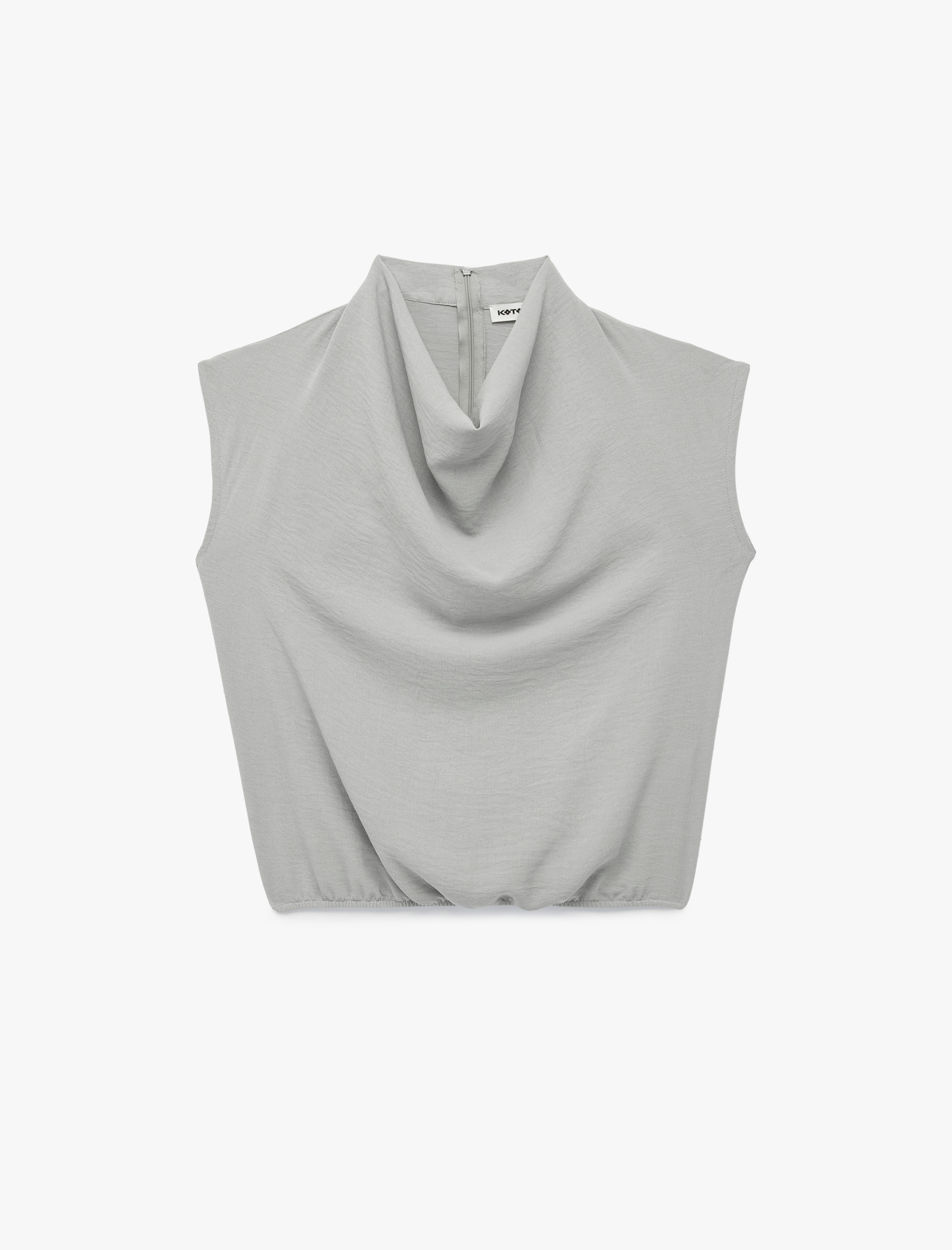   Aerobin Kumaş Dökümlü Yaka Kolsuz Bluz