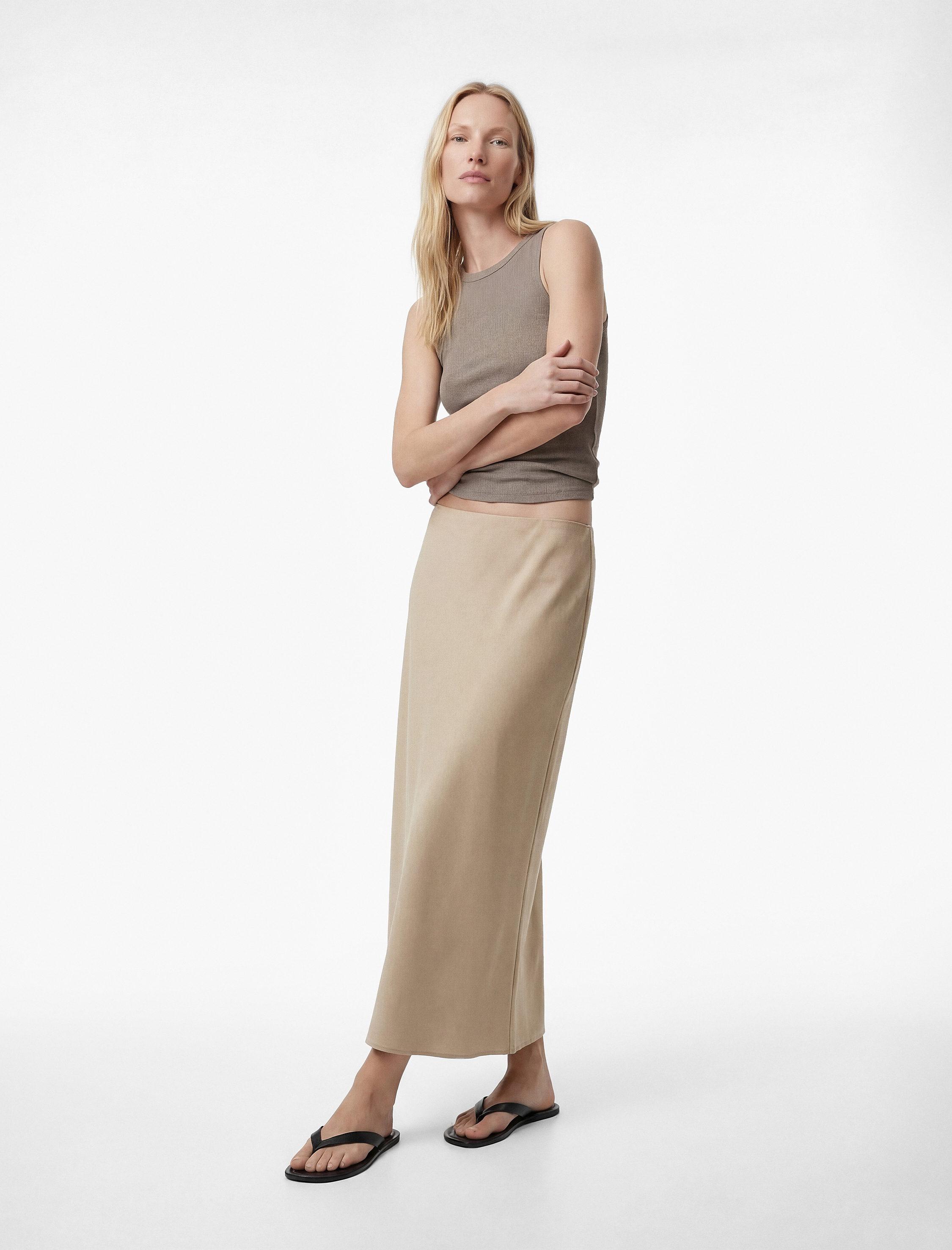   Normal Bel Midi Saten Çan Etek