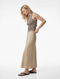 Normal Bel Midi Saten Çan Etek