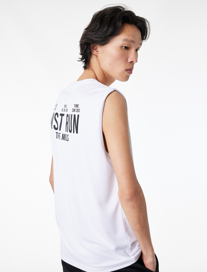  Rahat Kalıp Bisiklet Yaka Kolsuz Arkası Baskılı Spor Atlet