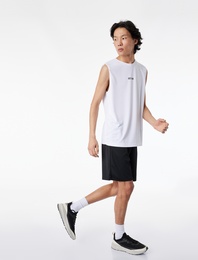 Rahat Kalıp Bisiklet Yaka Kolsuz Arkası Baskılı Spor Atlet